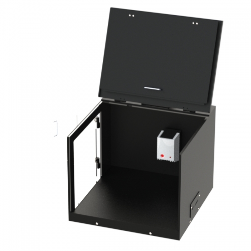 Printer enclosure for Printronix barcode printer with a heater