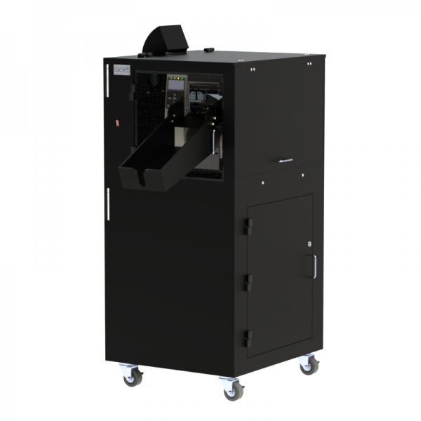 Mobile Barcode Label Printer Enclosure with External Label Catch