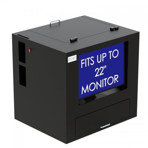 Monitor, Keyboard and Thermal Barcode Printer Workstation
