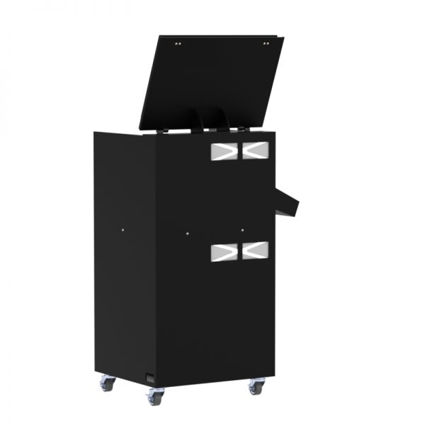 Sato Barcode Label Printer Enclosure with Clean Storage Area in Bottom Cabinet