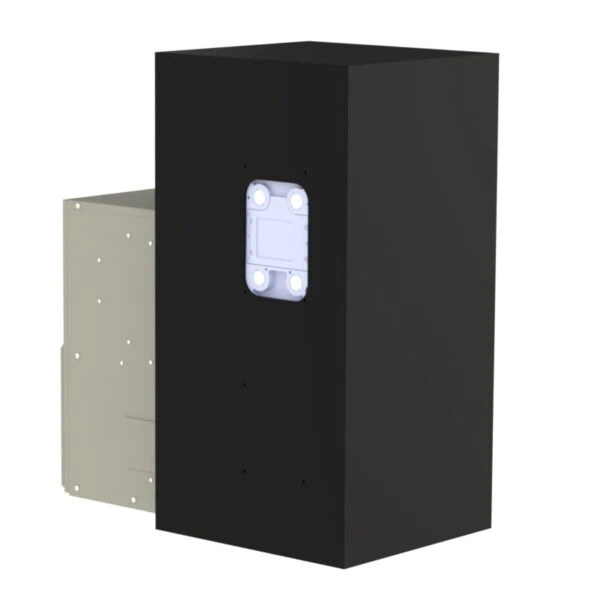 Vertically mounted Keyence MDU-2000 laser enclosure air conditioned