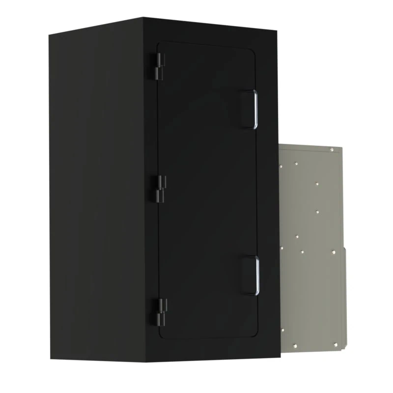 laser head enclosure engineered for harsh industrial applications involving wet environments, dust