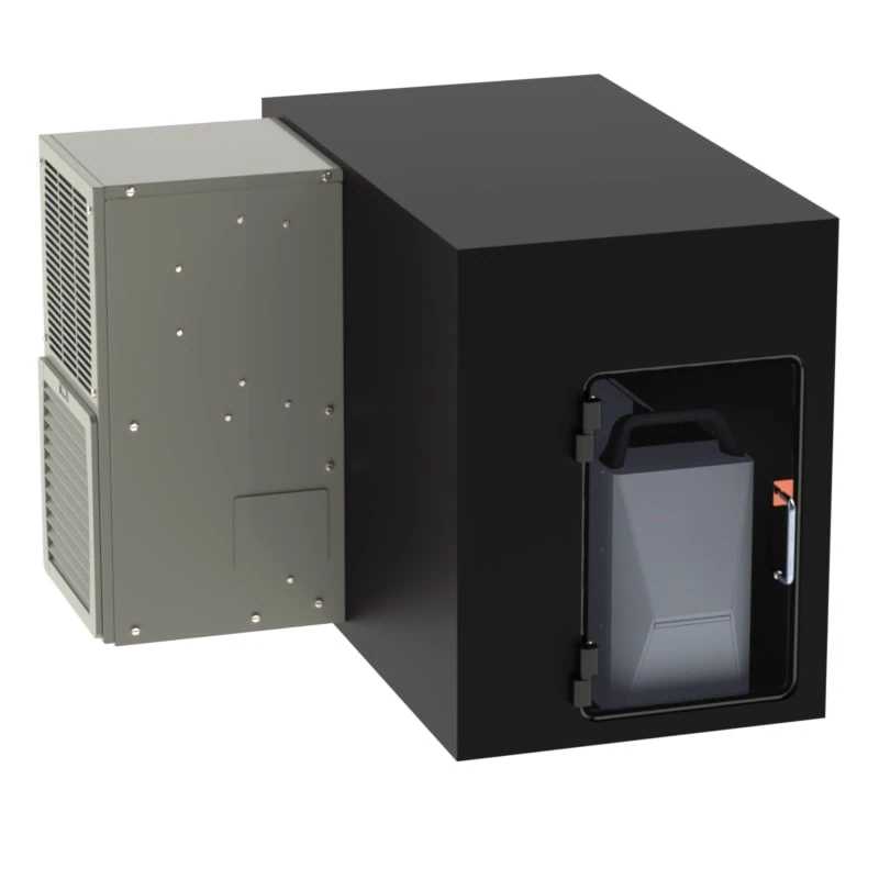 Temperature-regulated washdown enclosure for Keyence MD-U2000 laser head