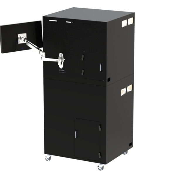Mobile Workstation with Laser Printer Compartment for Keyence IM Image Measuring System with an Articulating Monitor Arm - Image 2