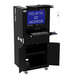 Computer and Barcode Printer Workstation Enclosure DFP320MKS-W-BP2