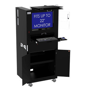 Computer and Barcode Printer Workstation Enclosure DFP320MKS-W-BP2