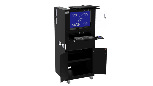 Computer and Barcode Printer Workstation Enclosure DFP320MKS-W-BP2