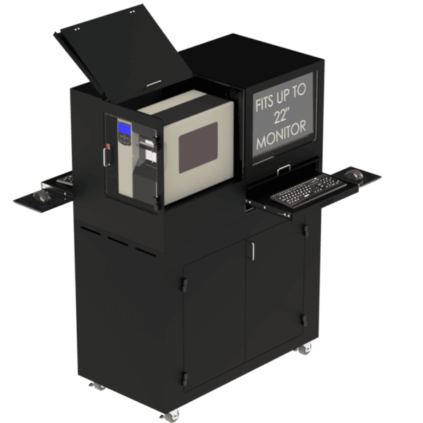 Dual Monitor and Keyboards with Barcode Printer Mobile Computer Workstation DFP320MKS-W-DMKBP - Image 14