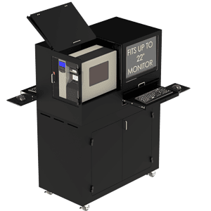 Dual Monitor and Keyboards with Barcode Printer Mobile Computer Workstation DFP320MKS-W-DMKBP