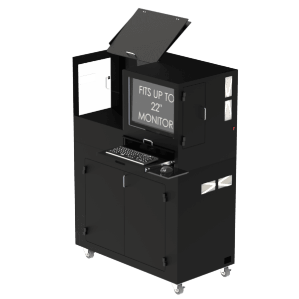 Dual Monitor and Keyboards with Barcode Printer Mobile Computer Workstation DFP320MKS-W-DMKBP - Image 6