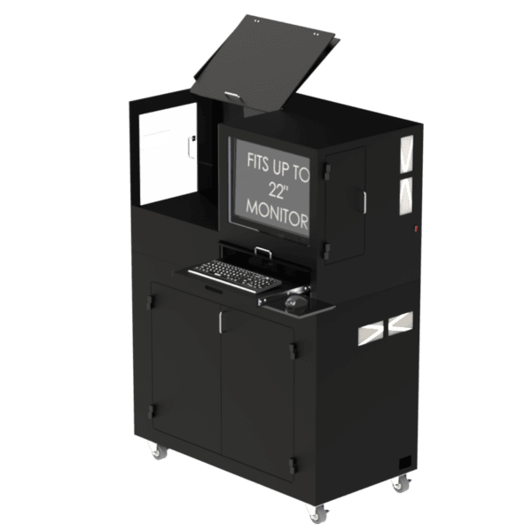 Dual Monitor and Keyboards with Barcode Printer Mobile Computer Workstation DFP320MKS-W-DMKBP - Image 6