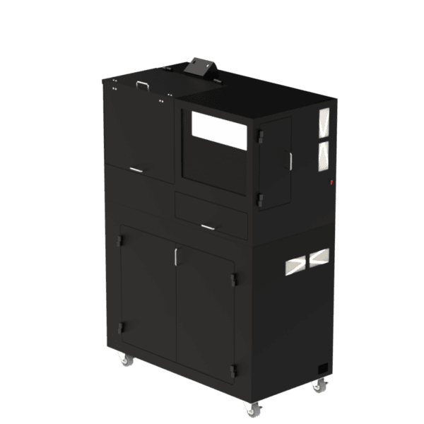 Dual Monitor and Keyboards with Barcode Printer Mobile Computer Workstation DFP320MKS-W-DMKBP - Image 2