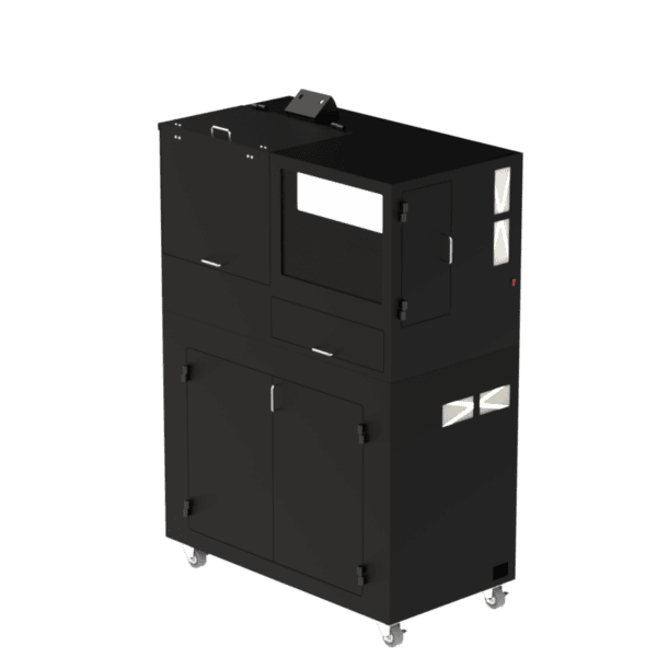 Dual Monitor and Keyboards with Barcode Printer Mobile Computer Workstation DFP320MKS-W-DMKBP - Image 2