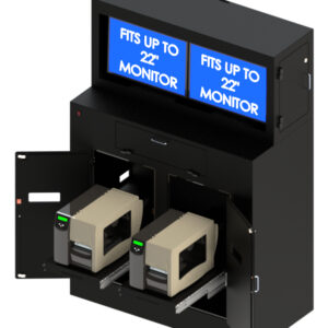 Dual Monitor & Printer Mobile Workstation Enclosure