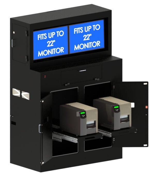 Dual Monitor & Printer Mobile Workstation Enclosure - Image 7