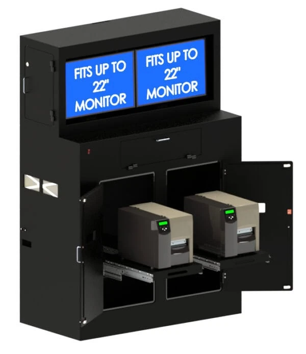 Dual Monitor & Printer Mobile Workstation Enclosure - Image 7