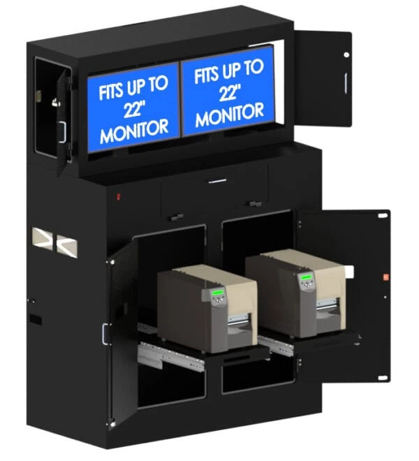 Dual Monitor & Printer Mobile Workstation Enclosure - Image 8