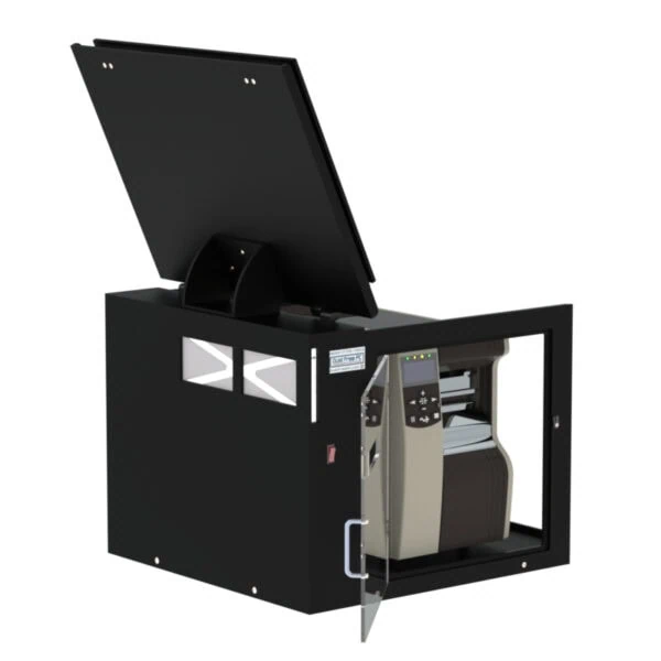 Easy access to your barcode label printer for changing labels and printer ribbon.