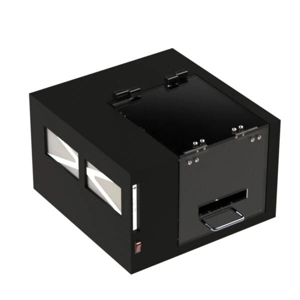 Fan and Filtered Tabletop Label Printer Enclosure DFP400L-B