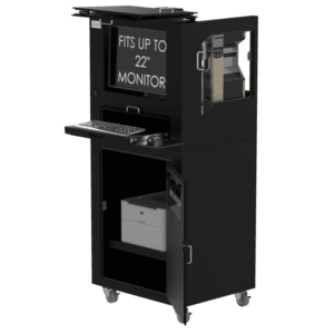 Mobile Workstation for Laser Jet and Barcode Printer, 22 Inch Monitor and Keyboard