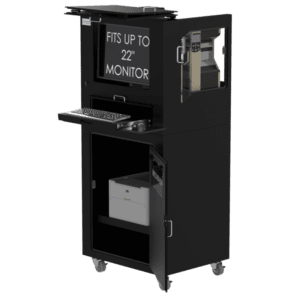 Mobile Workstation for Laser Jet and Barcode Printer, 22 Inch Monitor and Keyboard