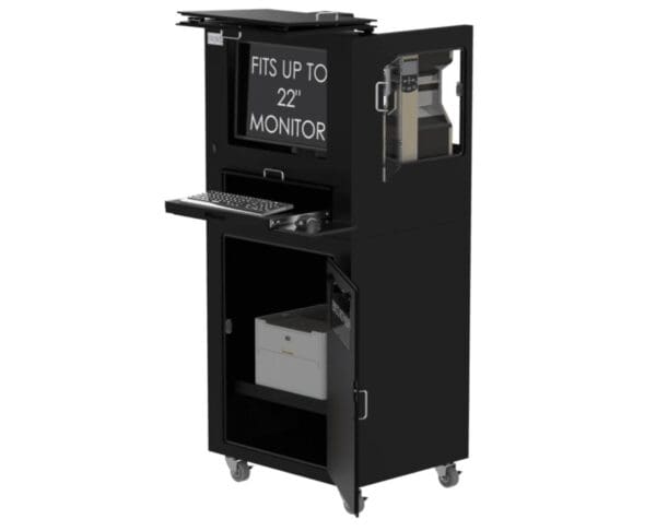 DFP455MKS-BP Workstation for Monitor, Laser Printer & Barcode Label Printer