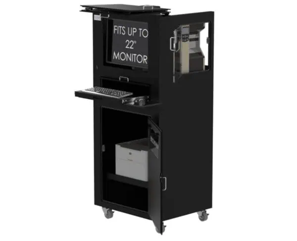 DFP455MKS-BP Workstation for Monitor, Laser Printer & Barcode Label Printer